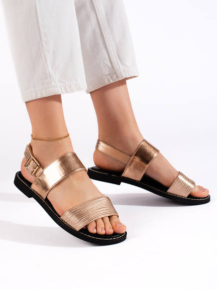 Ploché dámské sandály zlaté