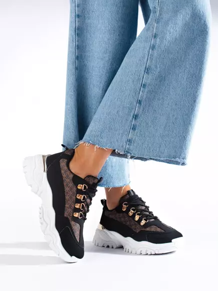 Sneakersy dámské  černé se vzorem