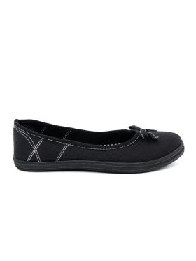 Černé textilní balerínky s mašličkou