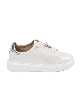 Bílo-stříbrné sneakersy se sponou kožené Sergio Leone