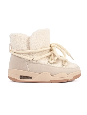 Béžové dámské sněhule na hrubé podrážce