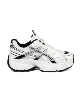 Bílo-černé pohodlné sneakersy se síťkou