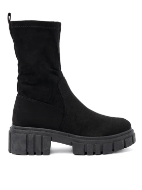 Černé vysoké kotníkové boty semišové dámské