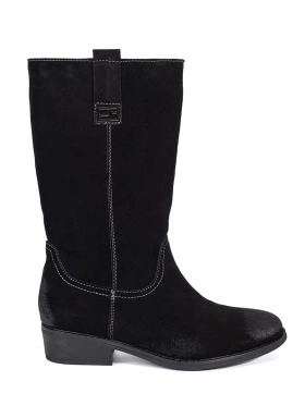 Černé dámské kožené kozačky typu kovbojky na podpatku Sergio Leone