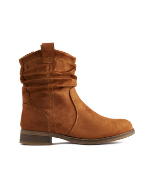 Semišové hnědé kotníkové boty ploché