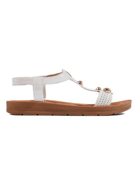 Bílé dámské sandály s ozdobami