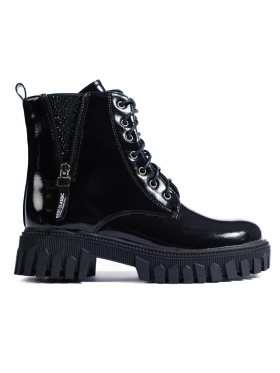 Šněrovací dámské kotníkové boty s ozdobným svrškem