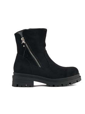 Černé dámské kotníkové boty s ozdobným zipem
