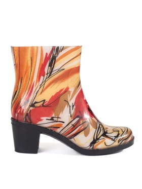 Vícebarevné holínky na podpatku