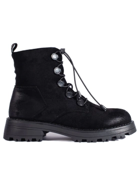 Černé semišové dámské kotníkové boty