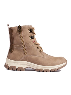 Šněrované dámské trapery s ozdobným zipem