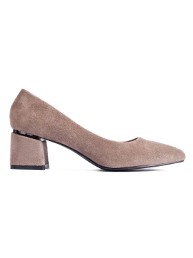 Semišové lodičky na nízkém podpatku béžové