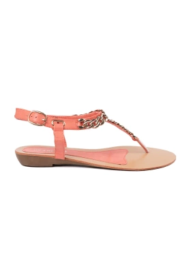 Koralové sandály japonky s řetízkem