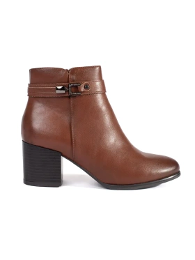 Hnědé dámské kotníkové boty na sloupku Sergio Leone
