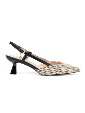 Černé pletené lodičky na nízkém podpatku