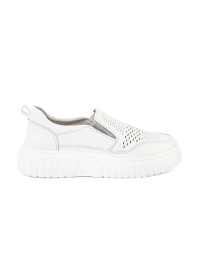 Polobotky z kůže na platformě bílé