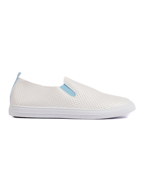 Dírkované tenisky slip on bílo-modré