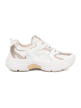 Bílé sneakersy s béžovo-zlatými částmi