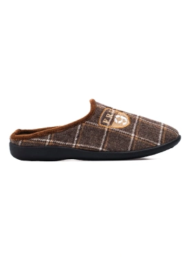 Pánské hnědé pantofle kárované