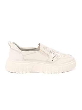 Polobotky z kůže na platformě béžové