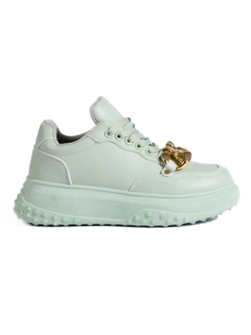 Světle zelené dámské sneakersy s řetízkem