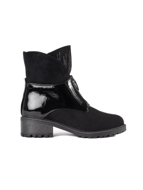 Dámské černé semišové kozačky s krystalky