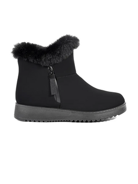 Černé pohodlné zateplené kotníkové boty dámské s kožešinou