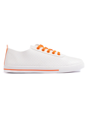 Bílé dámské tenisky s oranžovými tkaničkami