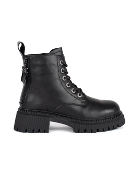 Kožené černé kotníkové boty dámské