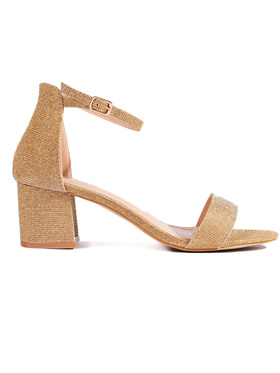 Zlaté sandály na podpatku s brokátem