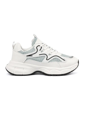 Bílo-zelené sneakersy s ozdobnými částmi