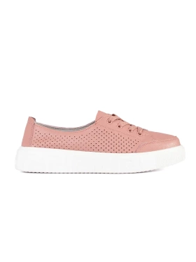 Růžové polobotky dírkované na vázání