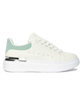 Bílé tenisky dámské se zeleným doplňkem