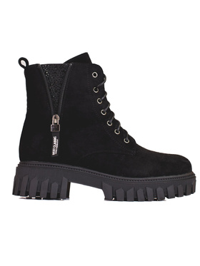 Dámské kotníkové boty na šněrování s ozdobným svrškem