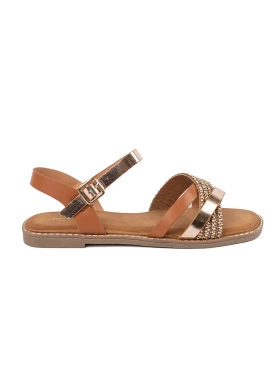 Hnědé dámské sandály na ploché podrážce Sergio Leone