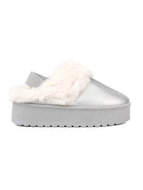 Stříbrné sněhule s kožešinkou na platformě