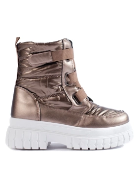 Dámské sněhule na suchý zip hnědé