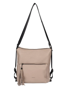 Béžová dámská taška typu batoh s třásněmi