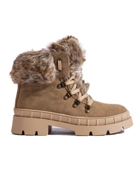 Traperky dámské s kožešinou hnědé