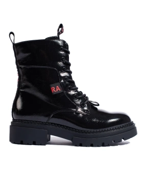 Dámské workery černé z lakované eko kůže