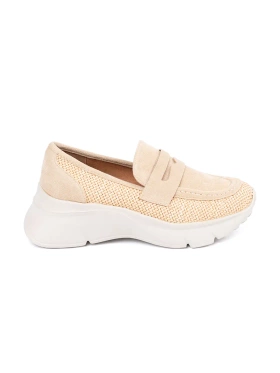 Světle béžové polobotky na hrubé podrážce