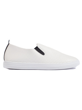 Dírkované tenisky slip on bílo-černé